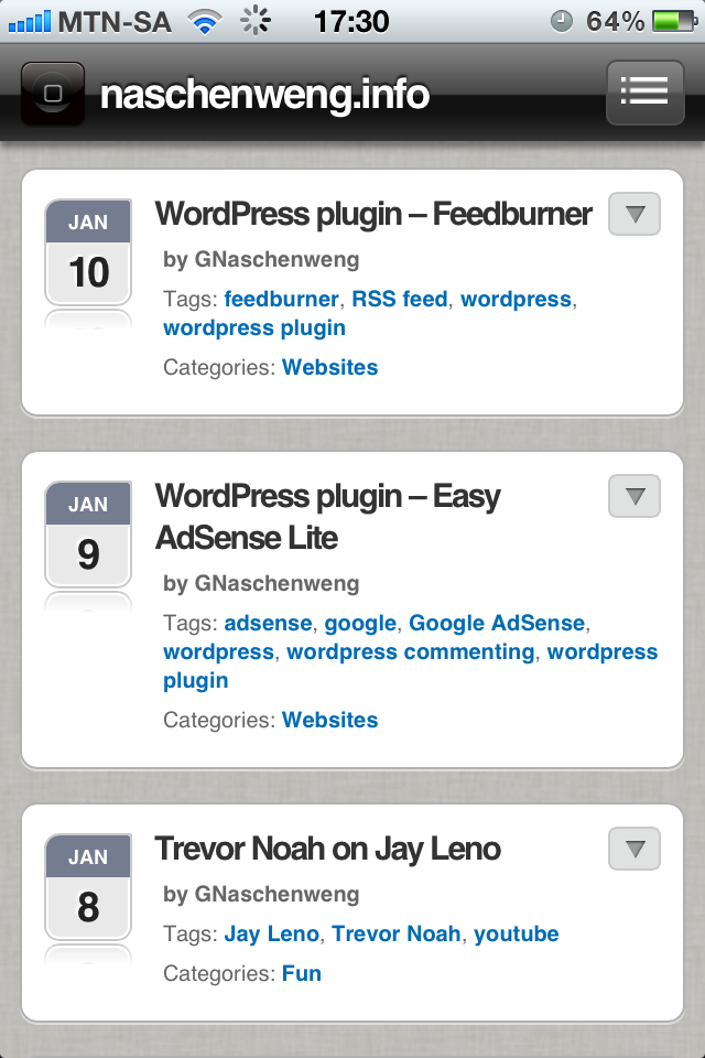 WPTouch - turn your WordPress blog into a mobile application for iPhone